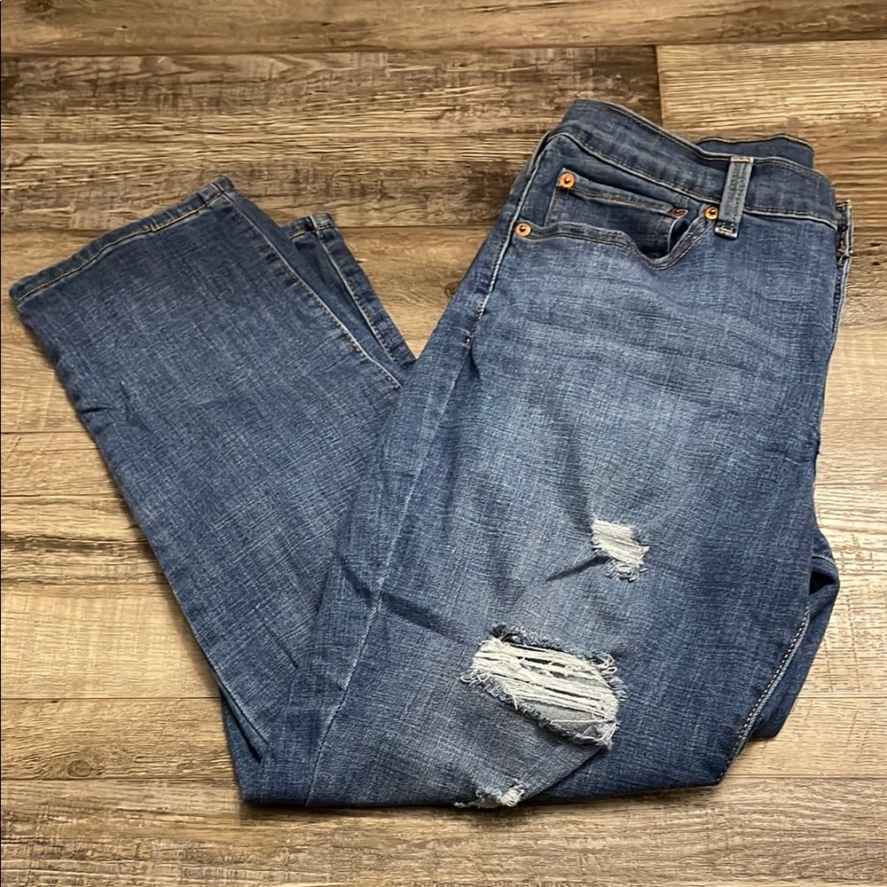 Women's Distressed Blue Jeans